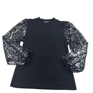 Anna-Kaci Sparkle Shine Sequin Arm Detail Dressy Long Sleeve Top Women's Size XL
